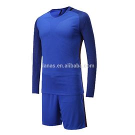 Custom plain 100% polyester italy national team long sleeve blue soccer uniforms