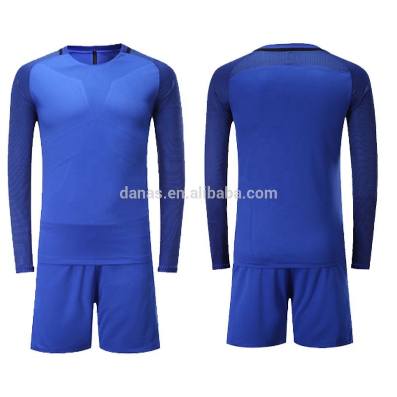 Custom plain 100% polyester italy national team long sleeve blue soccer uniforms