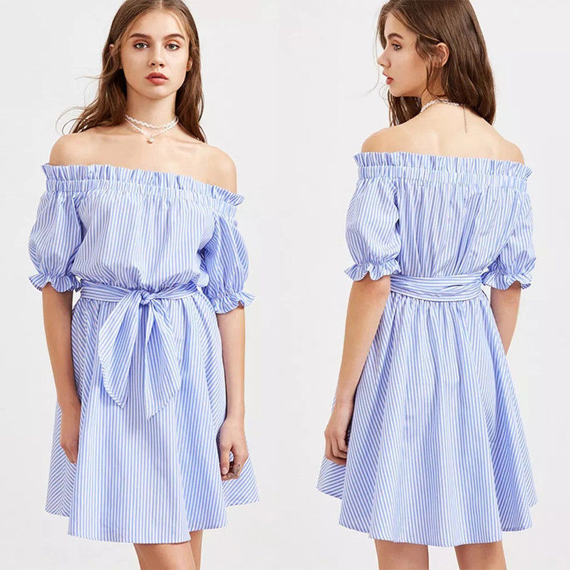High Quality Comfortable Sexy Ladies Women Off The Shoulder Casual Dresses