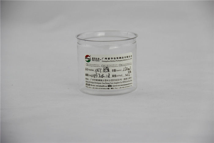 120ml Easy Open Clear Plastic Cylinder containers PET Can For Food / Cookies Packing